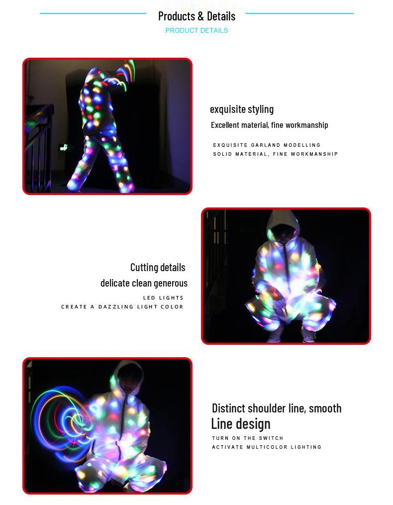 LED Luminous Hoodie: Colorful Flashing Disco Set with Lights