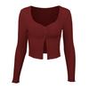 Spring and Summer New Long-sleeved Open-button Cardigan Top, Sexy Button-knitted T-shirt