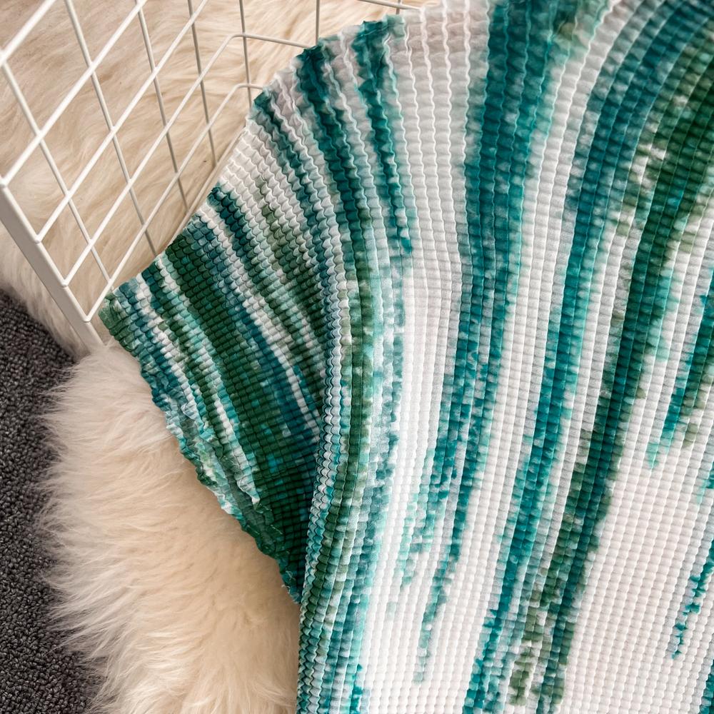 Women's Fashion Suit Gradient Color Slim Short Top Two Piece High Waist Pleated Skirt