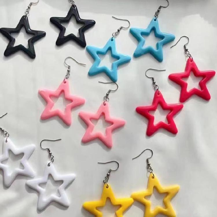 Orecchini Minimalisti a Cerchio con Stella Vuota Gioielli Moda Y2K Piccoli Orecchini a Cerchio