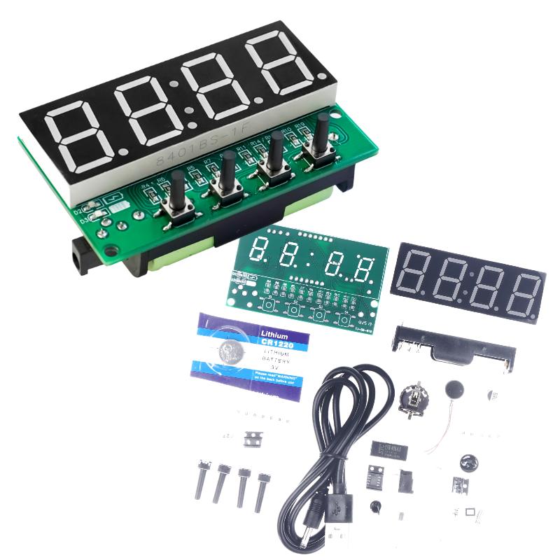 1 Set Multifunctional Diy Alarm Clock Kit Dc 5V Mini Weather Clock Soldering Practice Electronic Diy Digital Clock Kits
