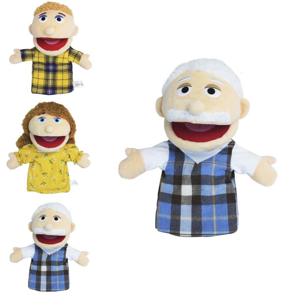 Giocattolo Bambola di Peluche Marionetta a Mano Famiglia Completa a Bocca Aperta Per Giochi di Ruolo e Racconto