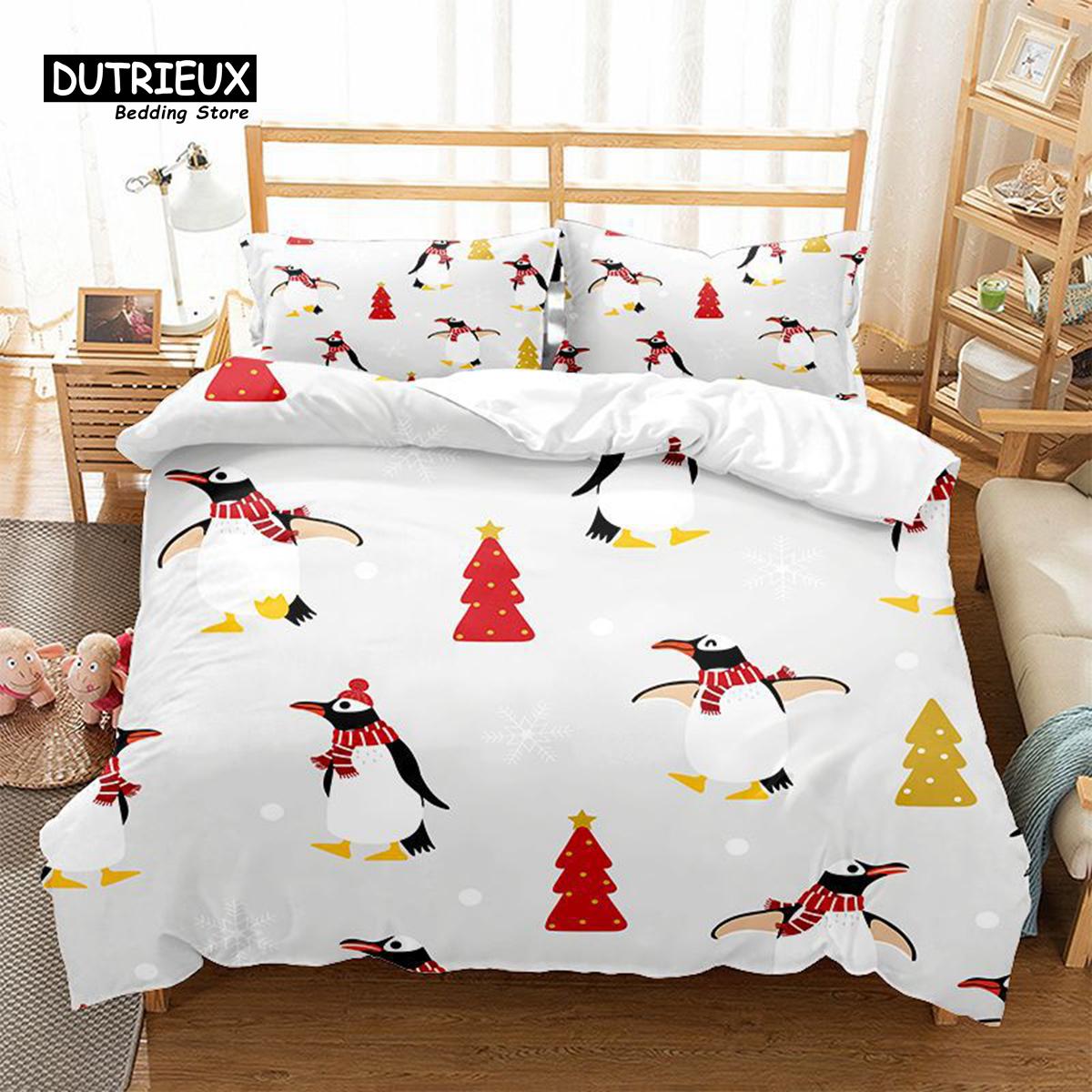 

Милый комплект постельного белья с пингвинами, мультяшные животные, пододеяльник, комплект для близнецов, для мальчиков и девочек, декор комнаты, принт, одеяло, чехол с наволочками EU single(135x200cm)