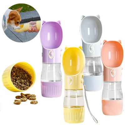 Dispensador de botellas de agua para mascotas al aire libre con contenedor de comida para perros pequeños y grandes, gatos, alimentador para cachorros, tazón de agua potable portátil, botella, suministros de viaje