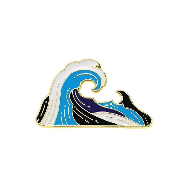 Alloy Enamel Cartoon Ocean Wave Brooch Waist Tightening Anti Exposure Badge Metal Drop Oil Craft Decoration For Backpack Clothing