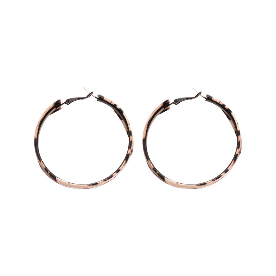 Silver Needle Leopard Print Leather Teardrop Hoop Earrings - Retro High-End Women’s C-Shape.