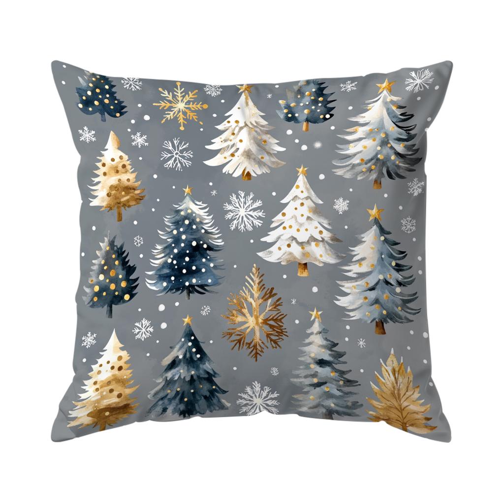 Grey Christmas Cushion Pillowcase Printed Polyester 45x45cm Throw Pillowcover Decorative Sofa Cushion Pillowslip Home Decor