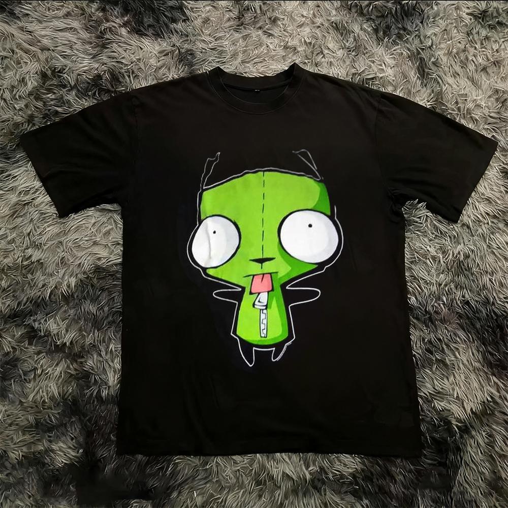 Summer Vintage Invader Zim Cartoon Print Short Sleeve TShirt Retro Graphic Tee S Nostalgia Streetwear YK Tee Top Unisex Women