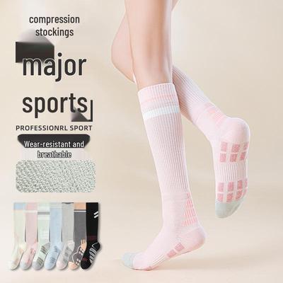 Damen Kompressions-Waden-Sportsocken mit Frottee-Sohle - Schweißabsorbierend und Rutschfest für Laufen, Fitness und Badminton