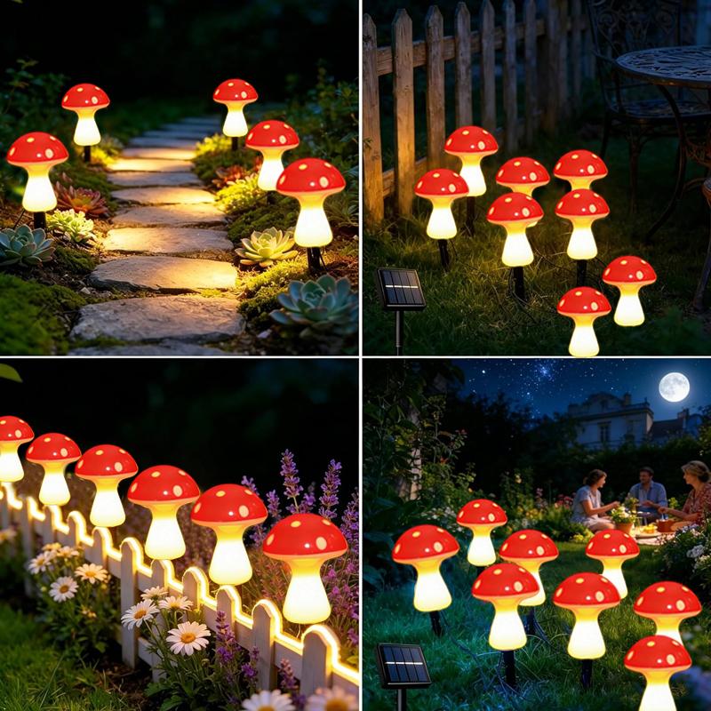 Solar Mushroom Lights for Garden Decor Waterproof Outdoor Garden Mushroom Lamp Solar LED Fairy Lights for Patio Path Yard Lawn