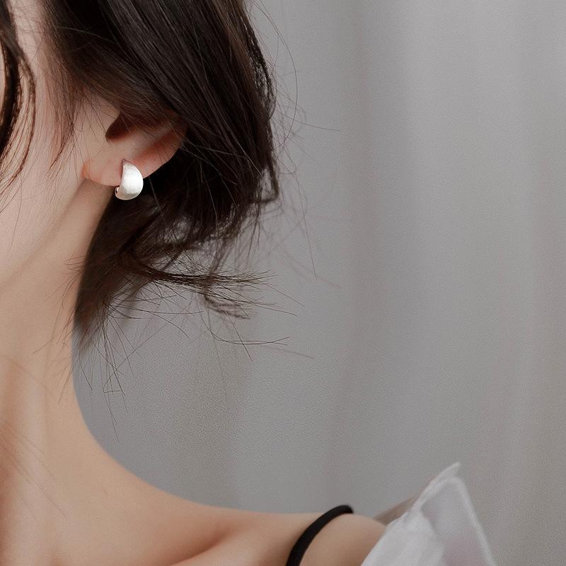 925 Silver Frosting Small Stud Earrings For Women Luxury Wedding Jewelry Piercing Earring Money 925