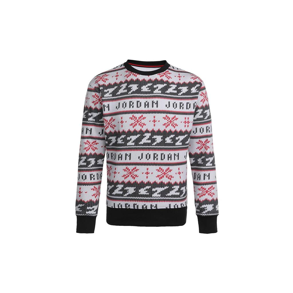 Jordan Jumpman Holiday Christmas Sweater Print Warm Comfortable Casual Crew Neck Sweatshirt Men Tops Black CT3460-010