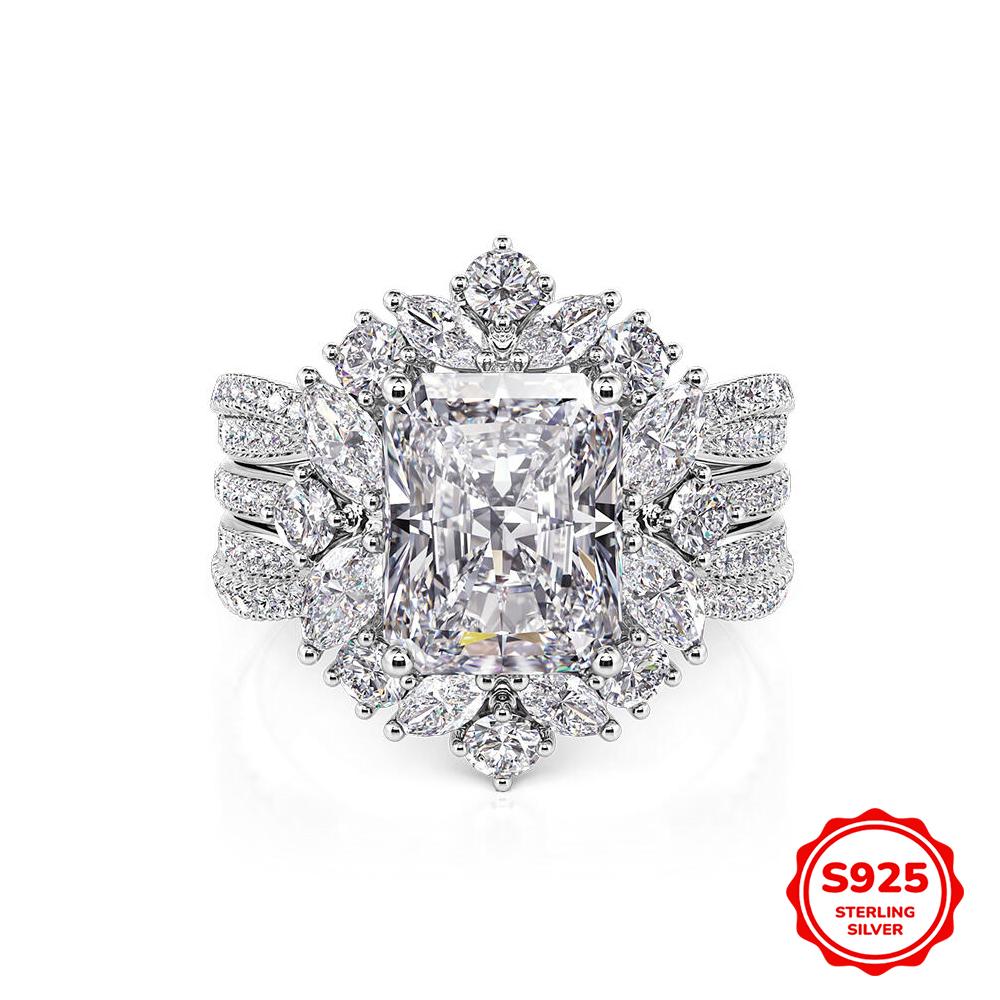 Cute Female White Zircon 925 Silver Color Wedding Rings Promise Engagement Jewelry For Women
