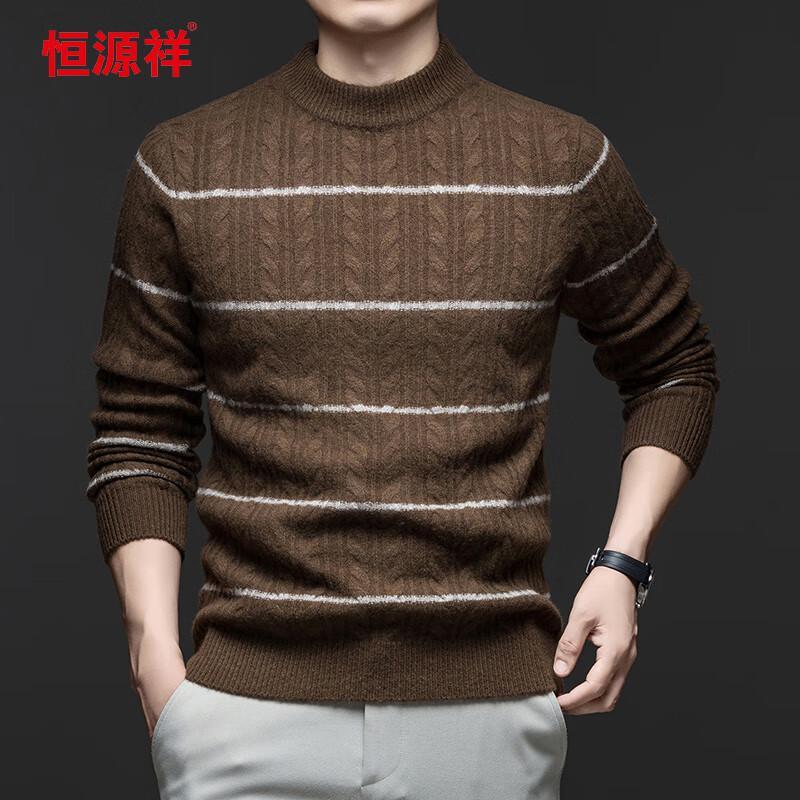 

Hengyuanxiang Men s 100% Wool Thickened Round Neck Sweater XL (180)