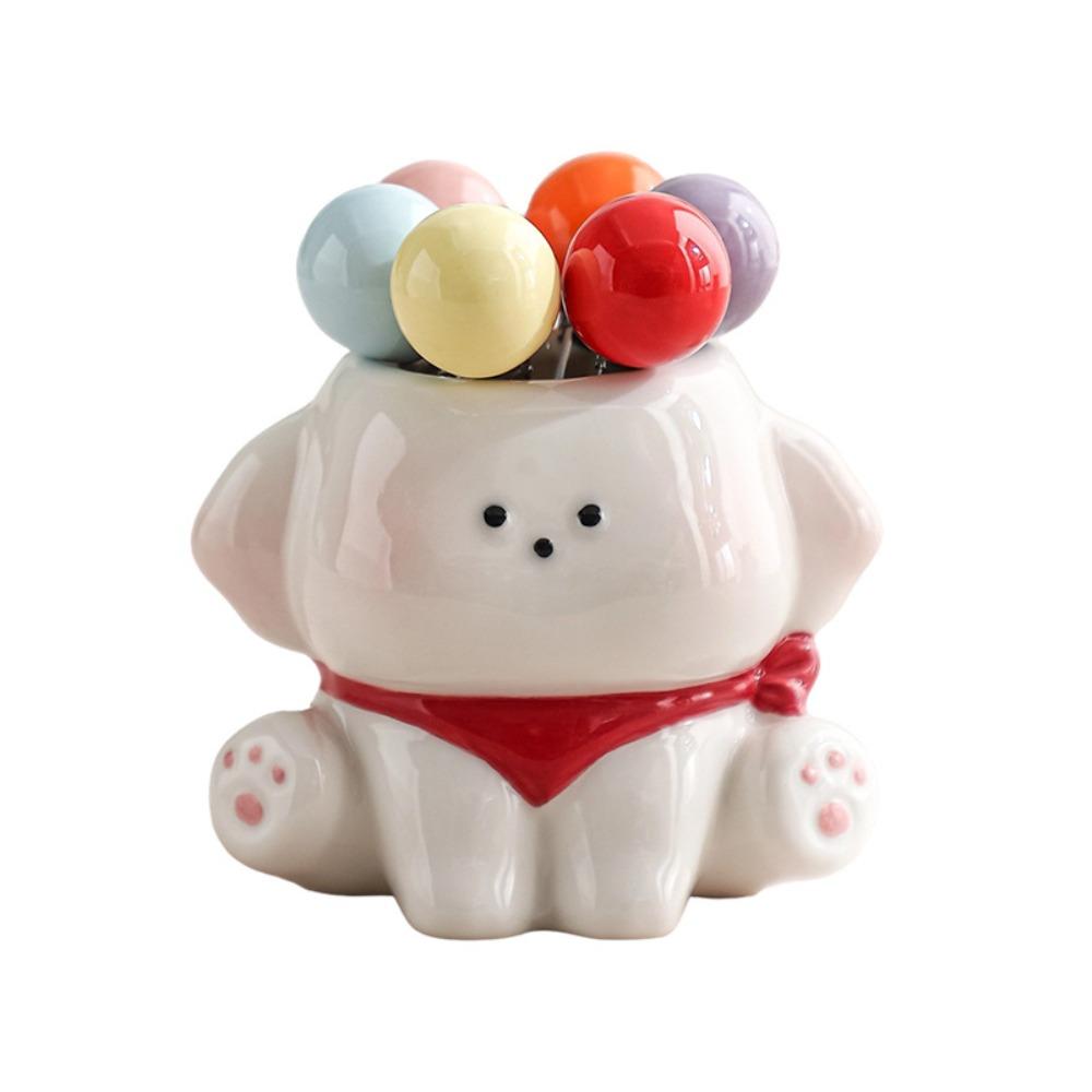 Storage Jar Dog Fruit Fork Set Cute Candy Fork Home Decoration Food Picks  Home Dessert