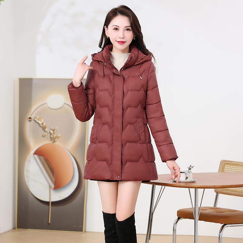 Cotton Women's 2025 Winter New Korean Slim Padded Jacket Mid-length Fashion Cotton Jacket