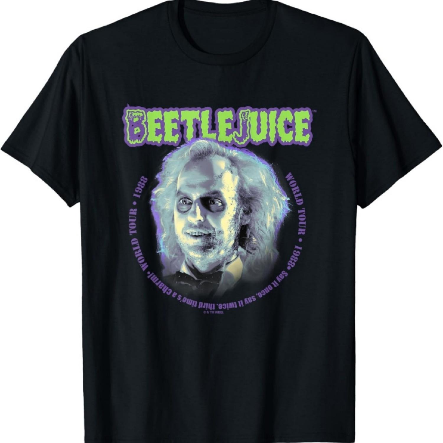 

Beetlejuice Bio-Exorcist Turn On The Juice Ghost Face T-Shirt S