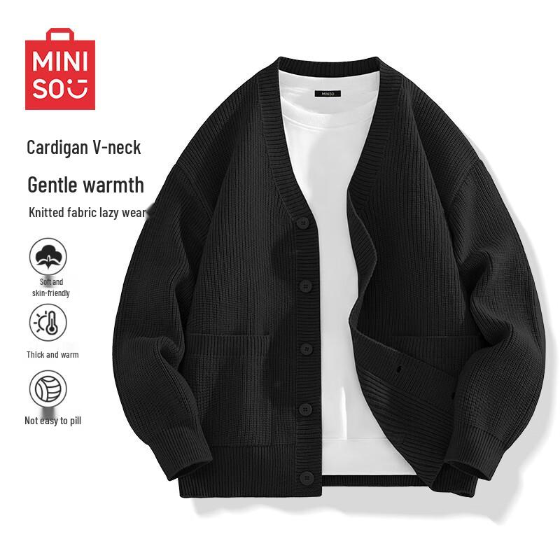 MINISO Men's V-Neck Knit Cardigan