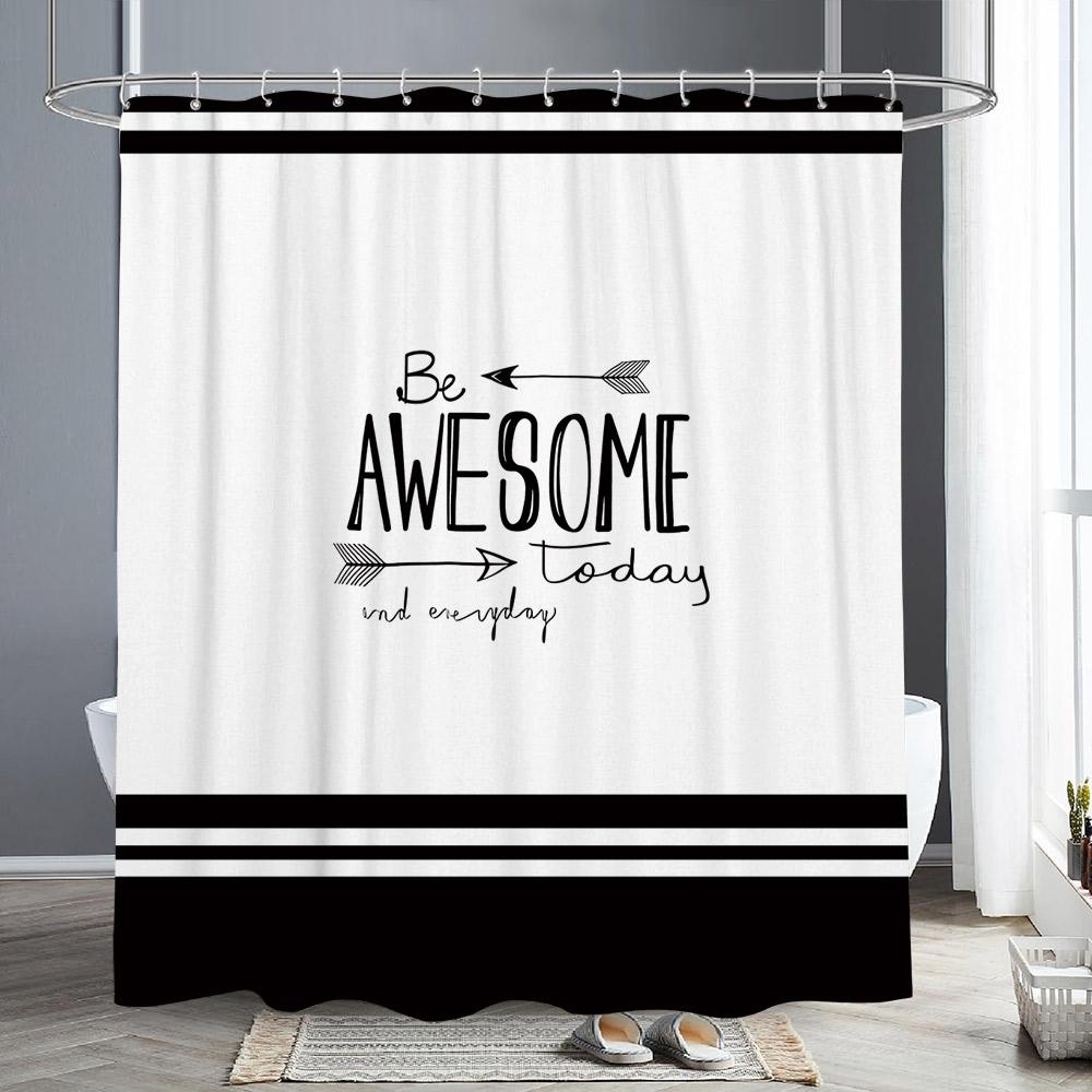 

Абстрактні Геометричні Лінії Шторка для Душу Принт Літер Чорно-Біла Шторка для Душу Прості Скандинавські Штори для Ванної Кімнати Декор для Ванної 120x180cm-47x70in