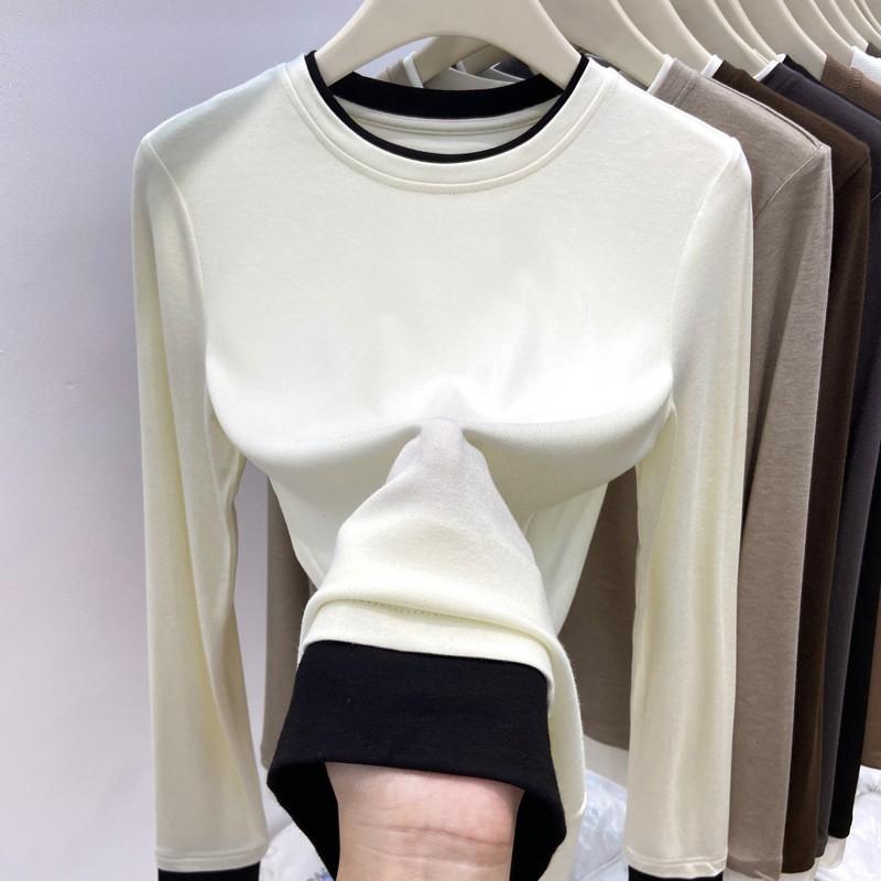 Two-piece Long-sleeved T-shirt for Women's Autumn and Winter Layered Inner Top Base Shirt