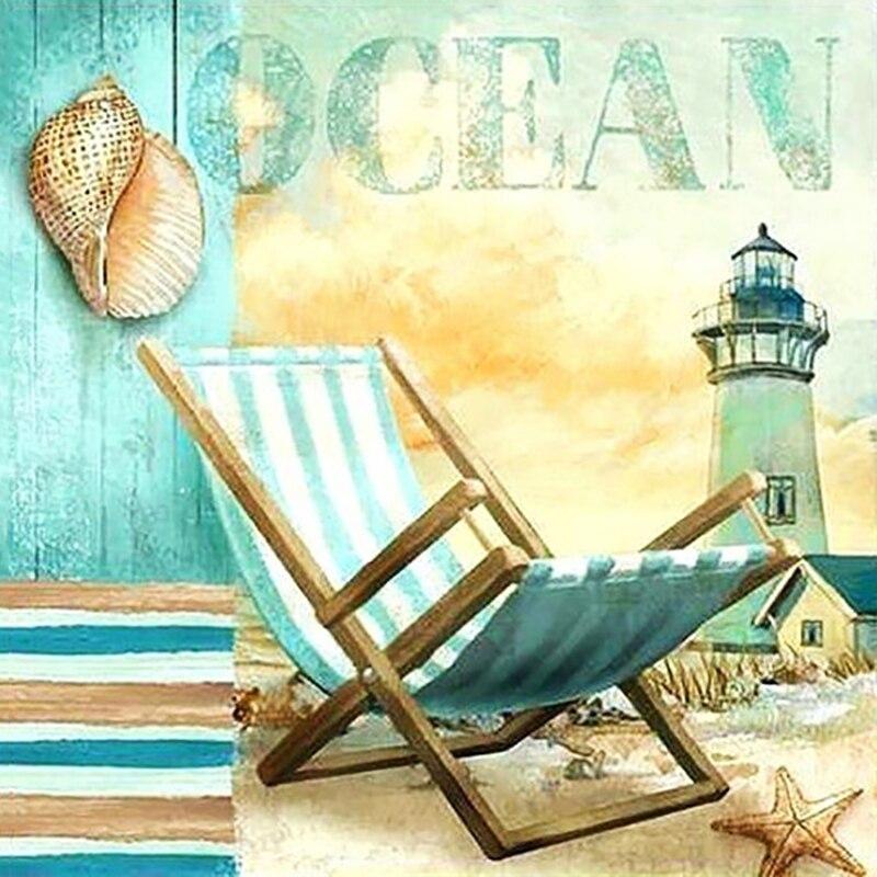 New 5D DIY Diamond Painting Lighthouse Diamond Embroidery Sea View Cross Stitch Full Round Drill Home Decor Manual Gift