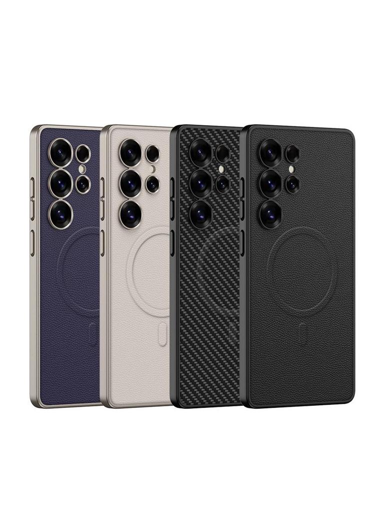 S25ULTRA Phone Case: Cross-Border Leather, Magnetic, Wireless Charging, 2-in-1 Protection