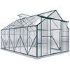 8 x 12ft Aluminium Greenhouse Polycarbonate Walk-in Garden Greenhouse Kit with Adjustable Roof Vent, Double Sliding Door, Rain Gutter and Foundation