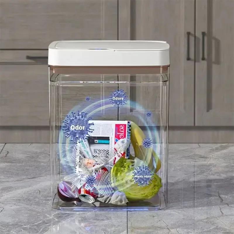 15L Touchless Smart Trash Can Waterproof Sensor Waste Bin Auto Sealing Kitchen Bathroom Bedroom Modern Waste Container