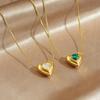 Edelstahl Farbiger Zirkon Inlay Herz Liebe Anhänger Halskette Damen Neue Mode Seilkette Schmuck Glamourös