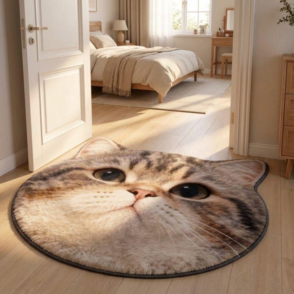 Non-Slip Home Decor Carpet Anti-fouling Cartoon Carpet Cute Cat-Shaped Area Rug Living Rooms