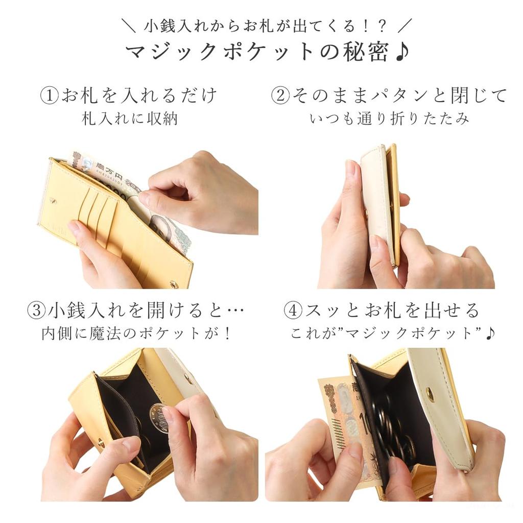 CLELIA Women's Bifold Wallet, Genuine Leather, Magic Wallet with Coin Purse, Bills Come Out, Compact, Slim, and Lightweight [CL-13125] (Slate Gray)