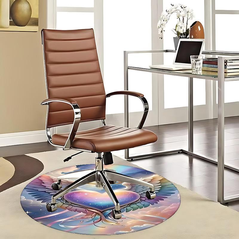 

1pc Angel Heart Wings Round Carpet Anime Design Chair Mat, Non Slip Rug for Office & Home Decor 80cm