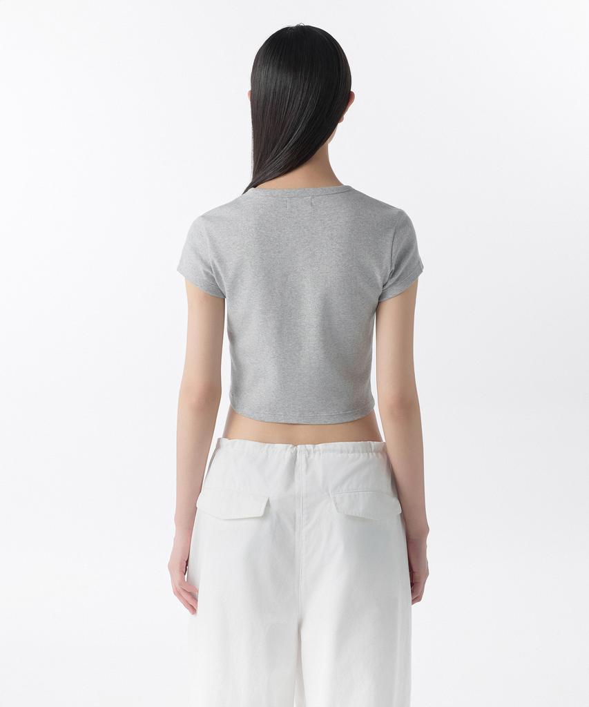 MUSINSA STANDARD WOMAN Women'S Slim Crop Crew Neck T-Shirt [Medium Grey]