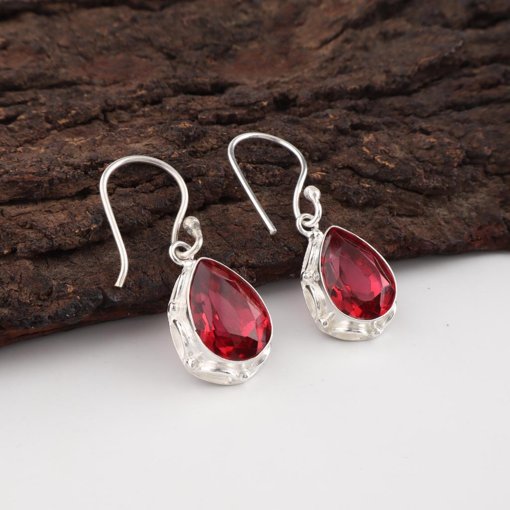 Pink Rubellite Gemstone Jewelry, 925 Sterling Silver Earrings, Beautiful Silver Earrings, Handmade Healing Earrings For Women