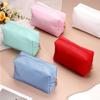uxcell PU Leather Square Makeup Waterproof Cosmetic Organizer Bag with Makeup Brush Holder for Women Pouch, Zipper, (Pink, Small)