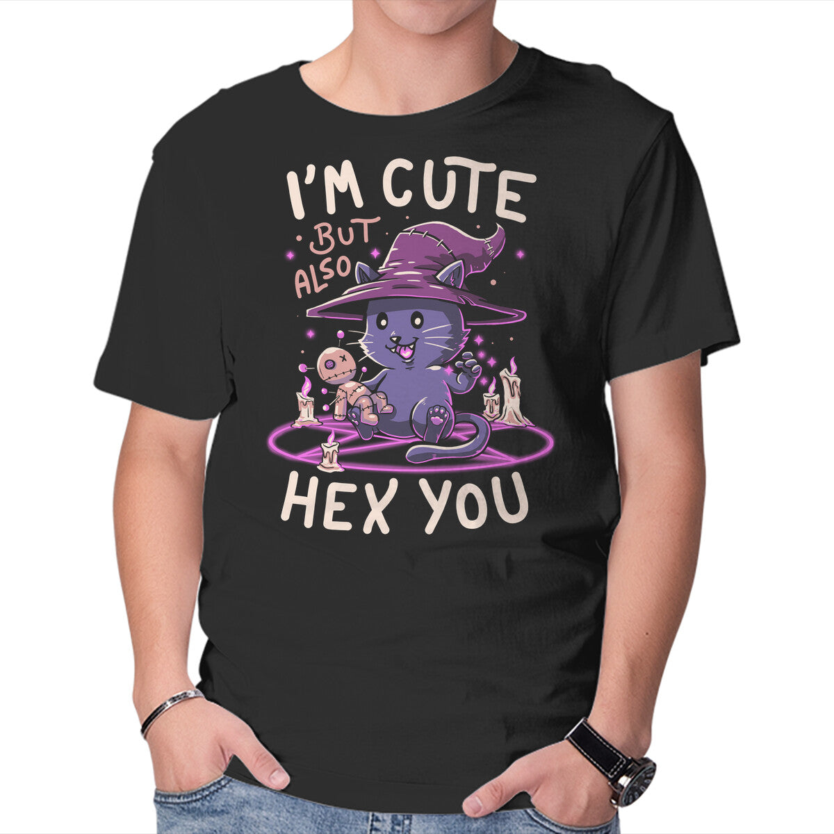 Unisex Crew Neck T-Shirt I m Cute But Also Hex You Graphic Short Sleeve Casual Tee M