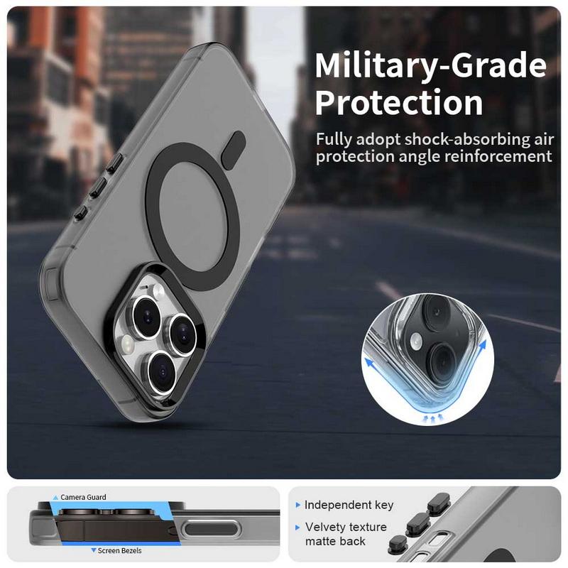 Plain Color Magnetic Matte Hard PC Back Cover For iPhone 16 Pro Max 15 Pro 14 13 12 11 TPU Soft Edge Shockproof for MagSafe Wireless Charge Phone Case