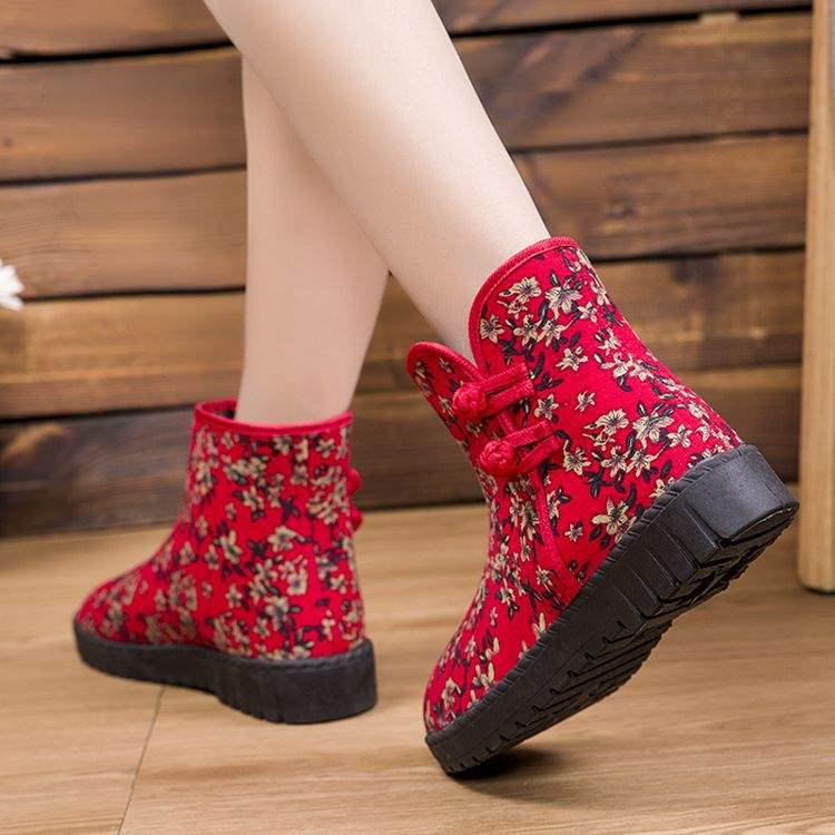 Women's Winter Ethnic-Style Fleece-Lined Non-Slip Snow Boots