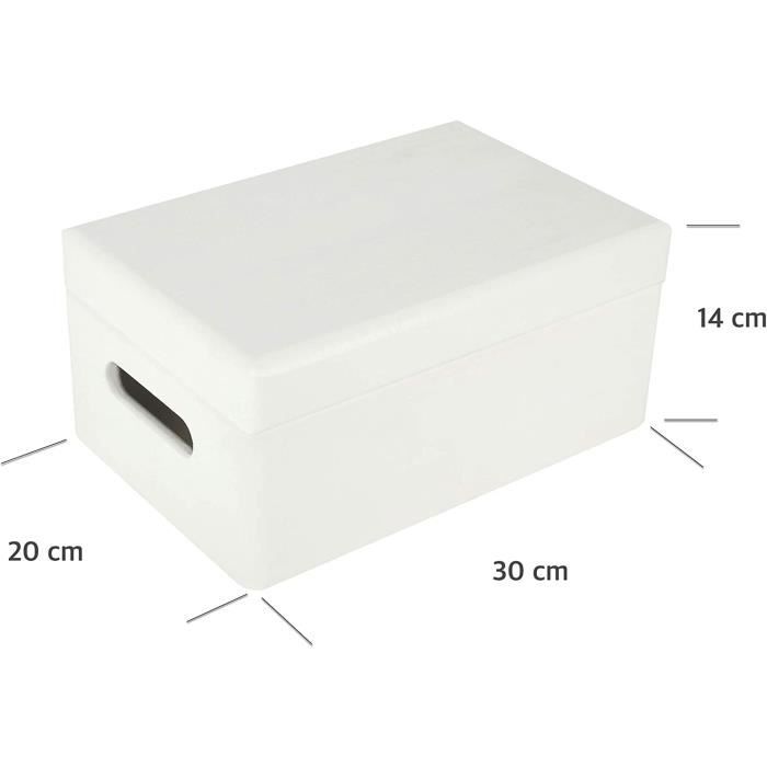 Aufbewahrungsbox aus Holz Weiß Creative Deco - 30 x 20 x 14 cm - mit Deckel und Griffen