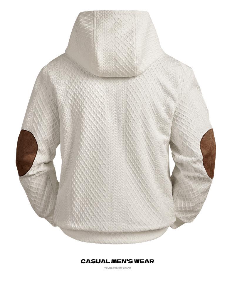 2026 Lente Heren Trendy Jacquard Gebreide Casual Hoodie