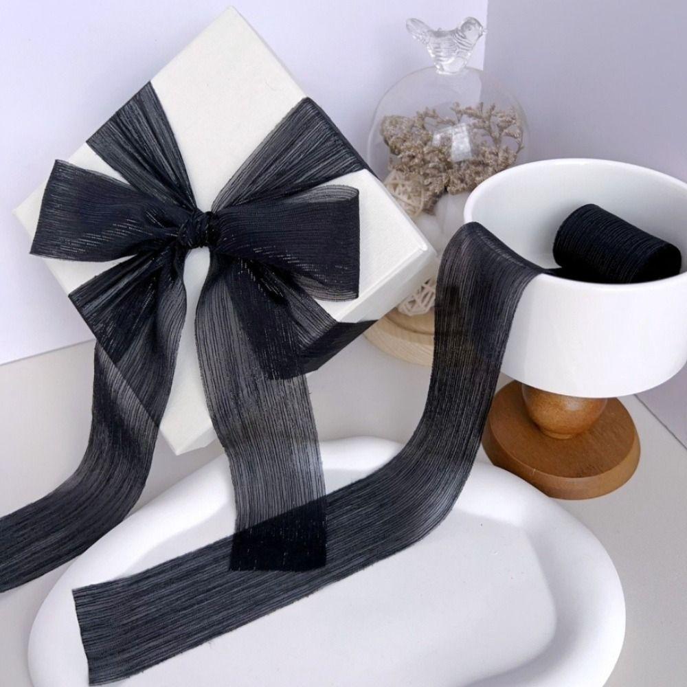 New 4cm 5m Silk Sparkle Ribbon Chiffon Ruffle Mesh Gift Wrap Ribbons Bouquets Bow Sheer Organza Trim DIY Apparel Ribbons