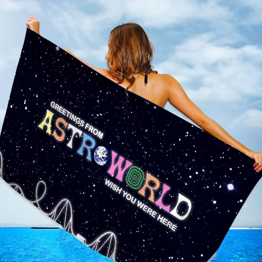 T-Travis S-Scott A-Astroworld Microfiber Printed Beach Towel Mountain Climbing Yoga Beach Swimming Running Absorbent Soft Towel