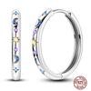 Sparkling Women Hoop Earrings 925 copper Heart Shape Star Moon Round Blue Zircon Fit Origina Drop Earrings Zircon Holiday gifts