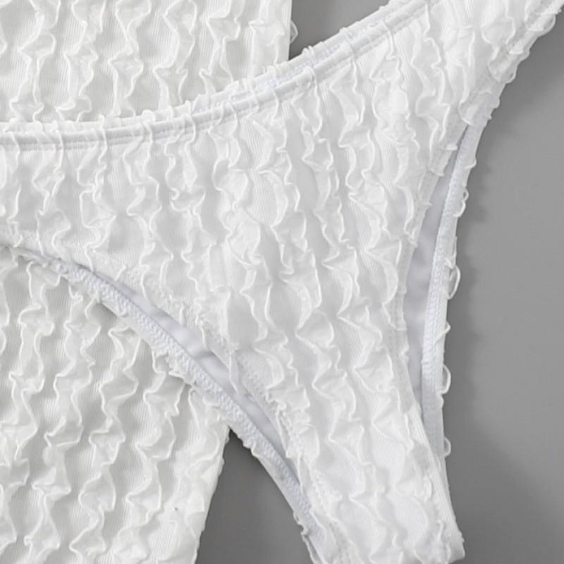 Bikini Traje de Baño Color Sólido Dividido Tres Piezas Sexy Cintura Pura Deseo