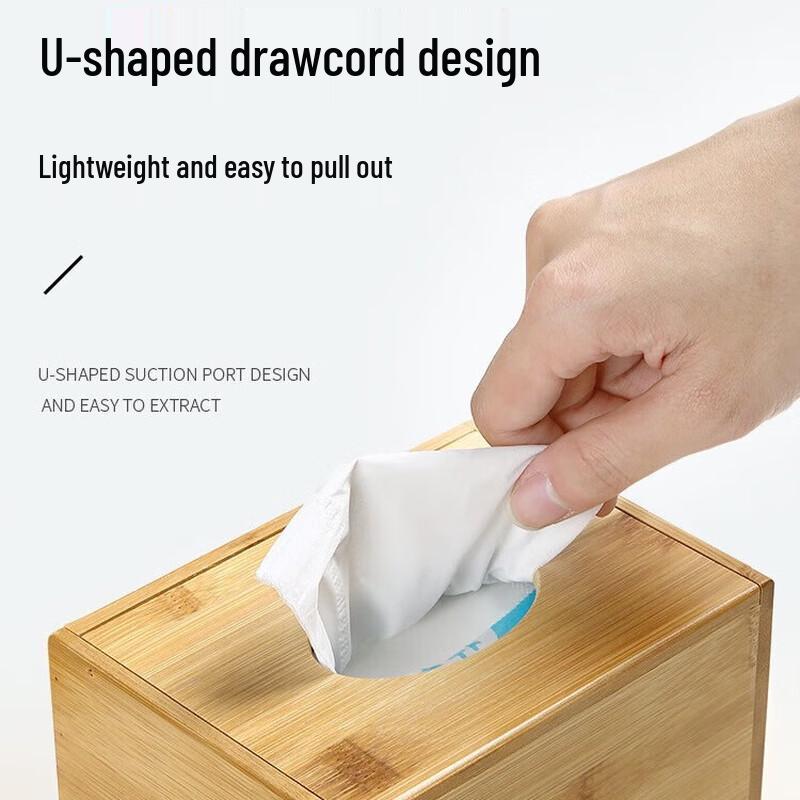 Bamboo Wood Desktop Tissue Box