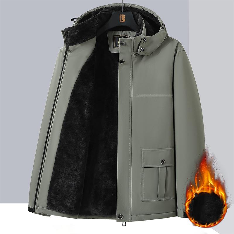 

Winter Men Coats Fleece Waterproof Warm Oversize Thicken Hooded Jackets Windbreaker S bud зеленый