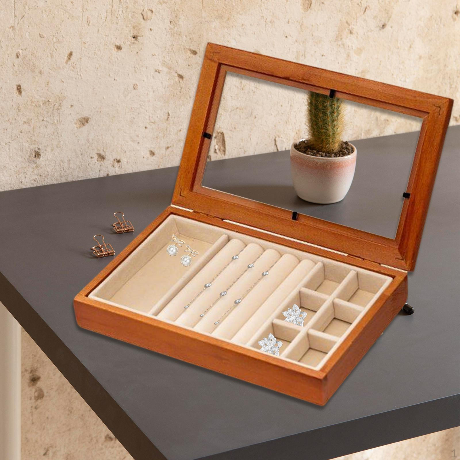 

Поднос-витрина Шкатулка для украшений с разделителями для колец Идея подарка Женщинам Style B