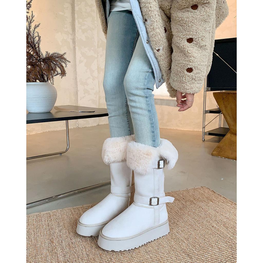 Women's soft elastic thick sole winter warm cold padded snow boots non-slip wear outdoor leisure sports high cotton boots