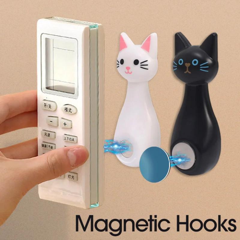 Magnetic Hooks Cartoon Cat Shaped Wall Mount Strong Magnet Holder Hook for Remote Control Storage Holder Home Organizer Hooks