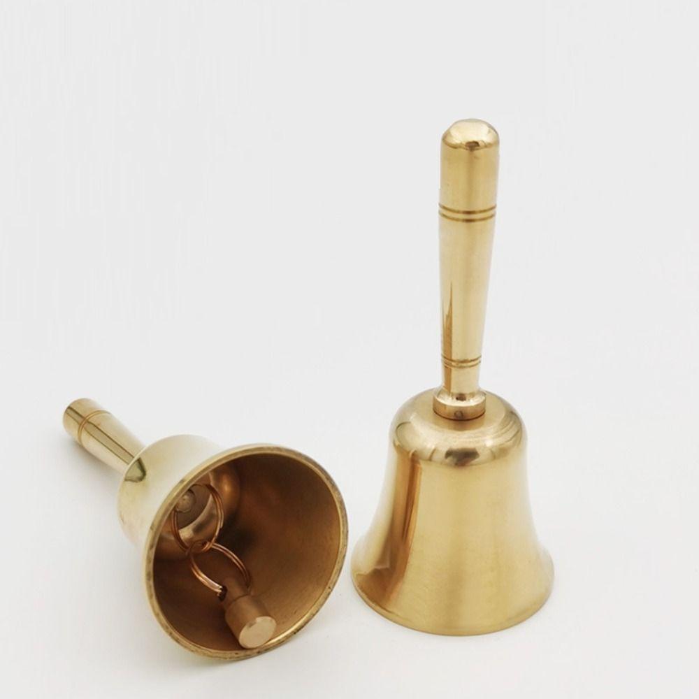 Vintage Pure Copper Hand Bell Extra Loud Hand Cranked Bell Solid Brass Call Bell  School Bell